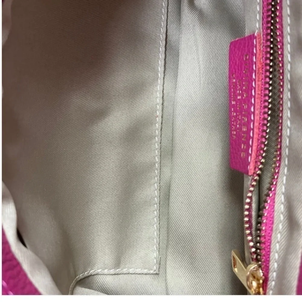 Divina Firenze Italian Pebbled Leather Pink Clutch/Crossbody/Shoulder Bag